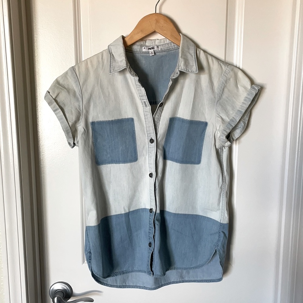 Paige Denim button down color block shirt size medium